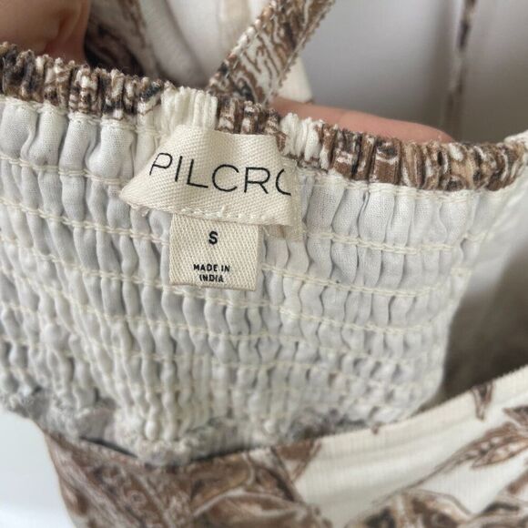 Pilcro Women's Small White Paisley Long Sleeve Open Back Mini Dress Cotton - Picture 8 of 13